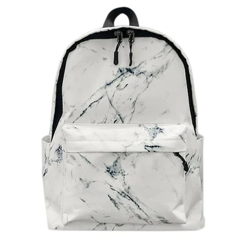 

Net Red Marble Pattern Backpack Student Personality Cool Portable Women's Backpack White