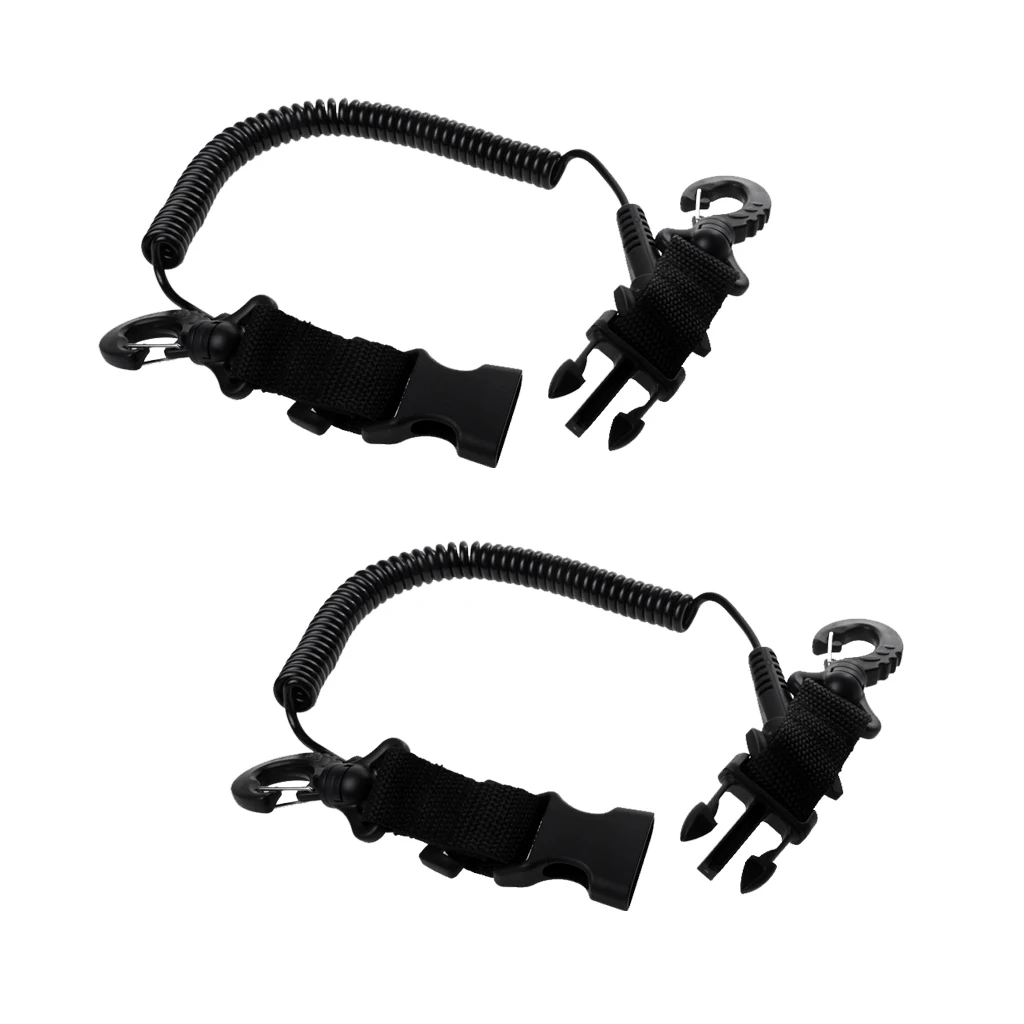 2 Pieces Scuba Diving Dive Camera Light Spring Coil Lanyard Nylon Webbing Strap With Quick Release Buckle And Clips