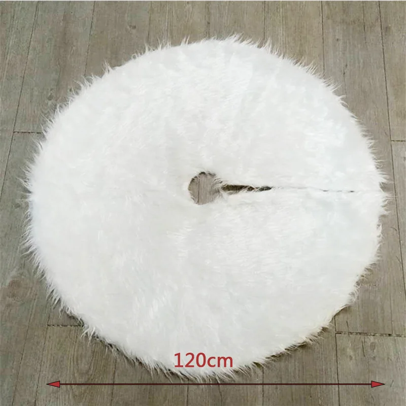 B 120cm 120 см белый плюш рождественские Ёлочные украшения юбки меховой ковер Рождественское украшение для дома натальное дерево юбки год - Цвет: B 120cm