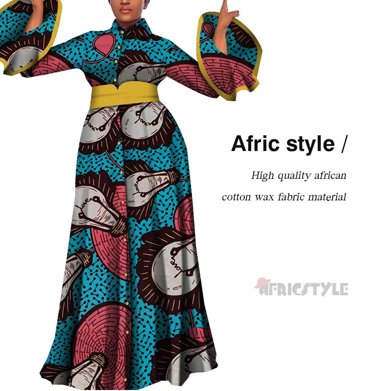 2019Vestidos africanos para mujeres estampado drapeado vestidos largos rectos Bain Riche africano Ankara vestidos chal WY5483 - Цвет: 1