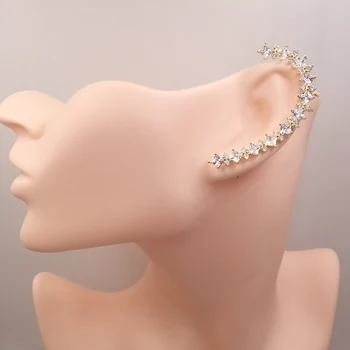 

Lanyika Fashion Jewelry Stereo Prismatic Unilateral Left Ear Bones Clip Zircon Inlay Wedding Banquet Party Popular Best Gift