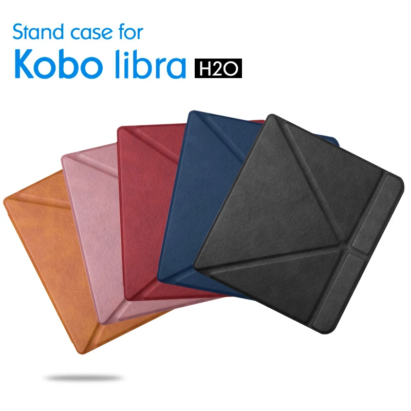 Tanie Pokrowiec BOZHUORUI do całkowicie nowych e książek Kobo Libra H2O 7 Cal, Premium PU Leather Multiangle etui uchwyt z automatyczne uśpienie wybudzenie