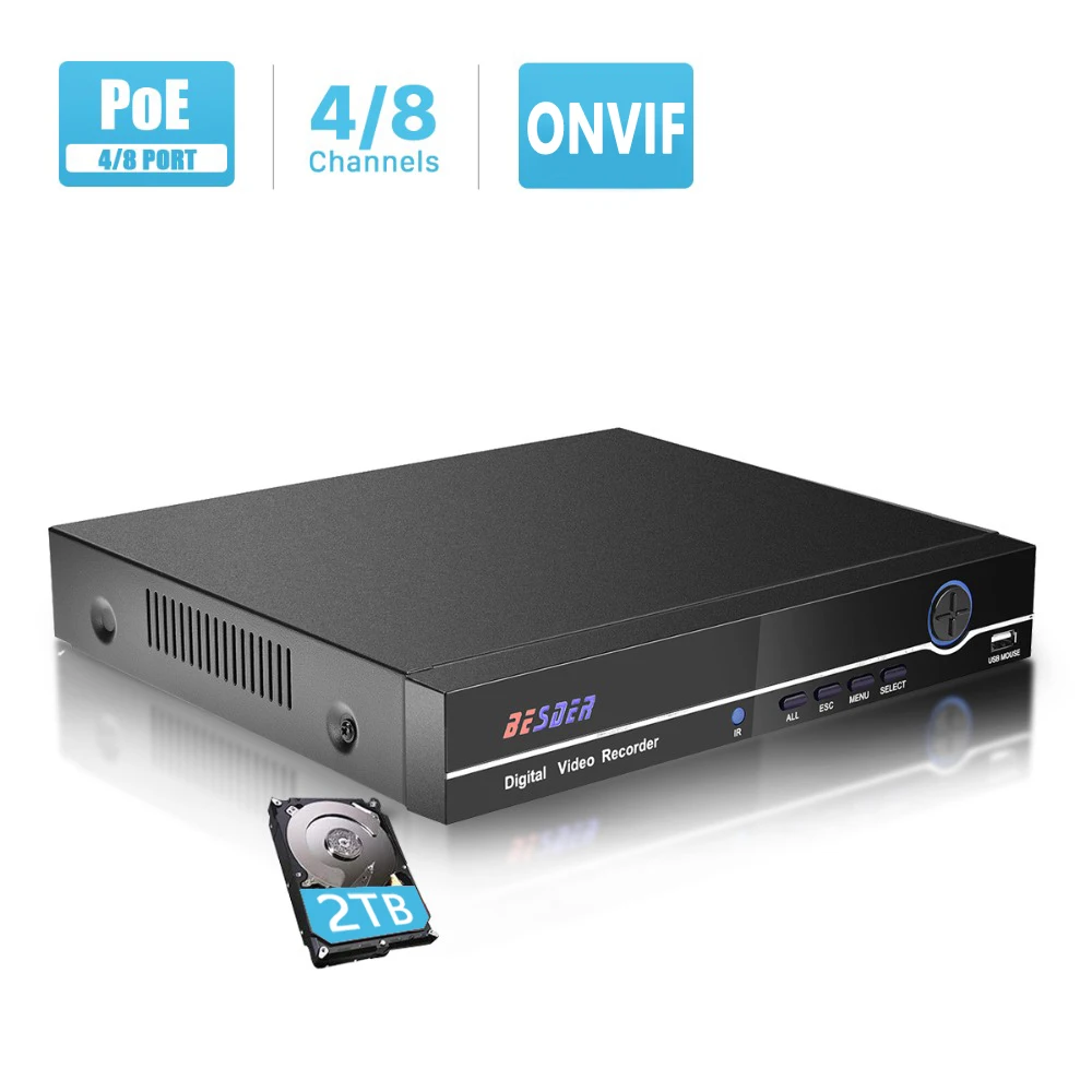 IP видеорегистратор BESDER IEE802.3af активный 48 В 4 канала 1080P|nvr 4ch|nvr recordernvr 1080p |