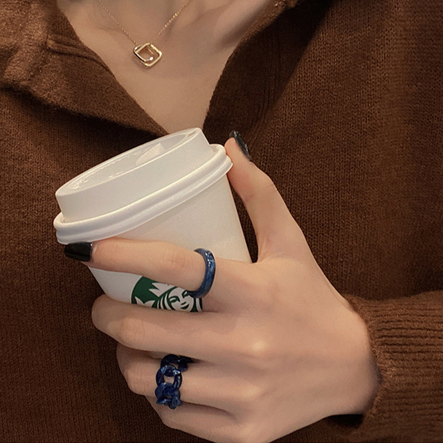 Ins Korea Colorful Fashion Y2k Resin Heart Ring Set Acrylic Thick Round Rings For Women Party Wedding Jewelry Ring Set