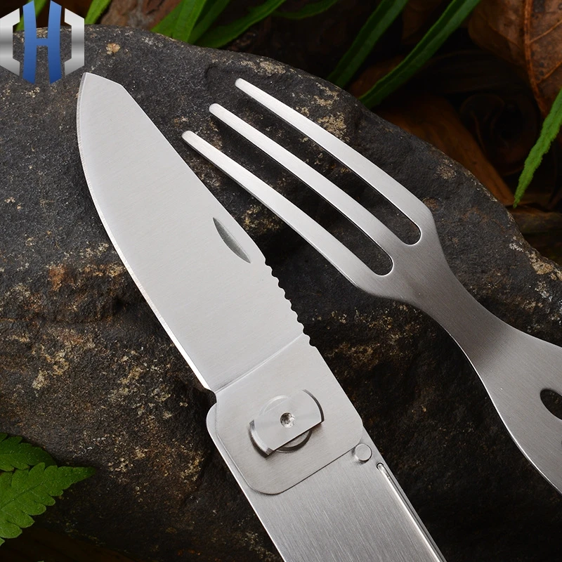 Combination EDC Knife And Fork Spoon Fork Portable Protection Knife And Fork School Canteen Tableware Outdoor Soup Spoon