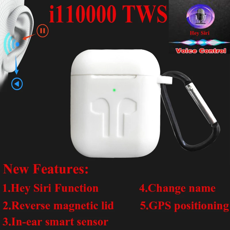 

i110000 TWS Hey Siri AI Voice Control+Change name+GPS positioning Bluetooth Earphone in-ear Smart Sensor pk i90000 i100000 TWS