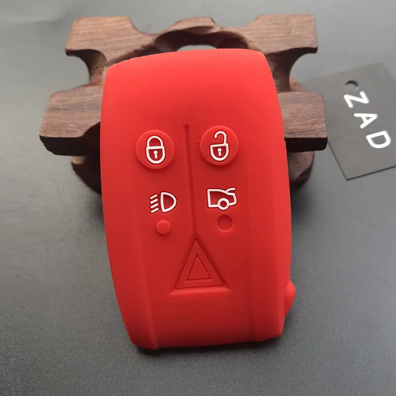 ZAD силиконовый чехол ruber для ключа автомобиля для jaguar XF XK XKR X-type S-type 5 кнопок Smart Remote key shell - Название цвета: Красный