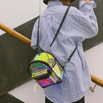 

New colorful Transparent Mini Backpack laser Backbags shoulder bag female Travel bag pack Phone Bag School bag For Teenage Girls