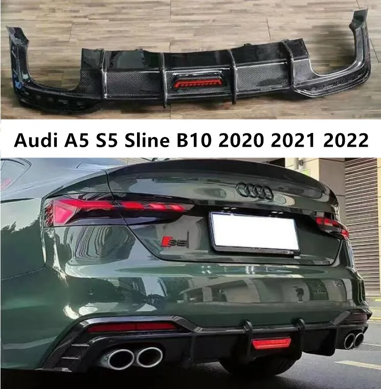 

Диффузор для заднего бампера из углеродного волокна для Audi A5 S5 Sline B10 2020 2021 2022 (светильник Кой)