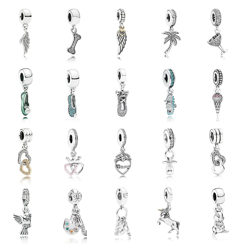 

PDB DZ 13 100% 925 Sterling Silver Unicorn Pendant Heart Shaped ballet slipper shiny Palm Tree Pendant.