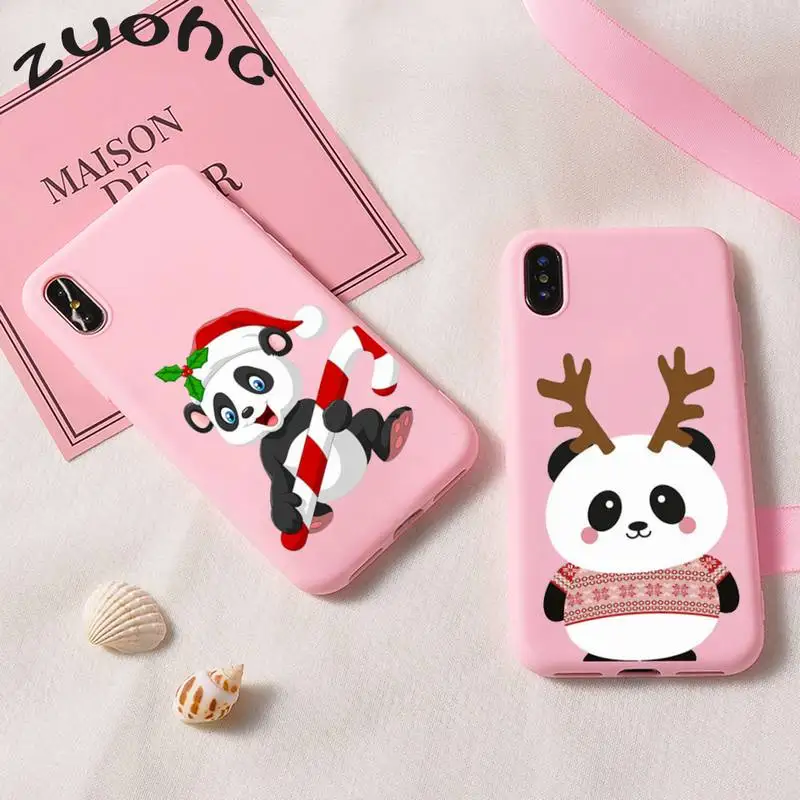 

Christmas snowman Phone Case Pink Color for iPhone 11 Pro Max XR X XS Matte Soft Luxury Case for iPhone 6 7 8 Plus Cover
