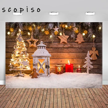 

Scopiso Snow Winter Christmas Gift Doll Wooden Xmas Booth Party Decoration Photography Backdrop Background Photo Studio Prop