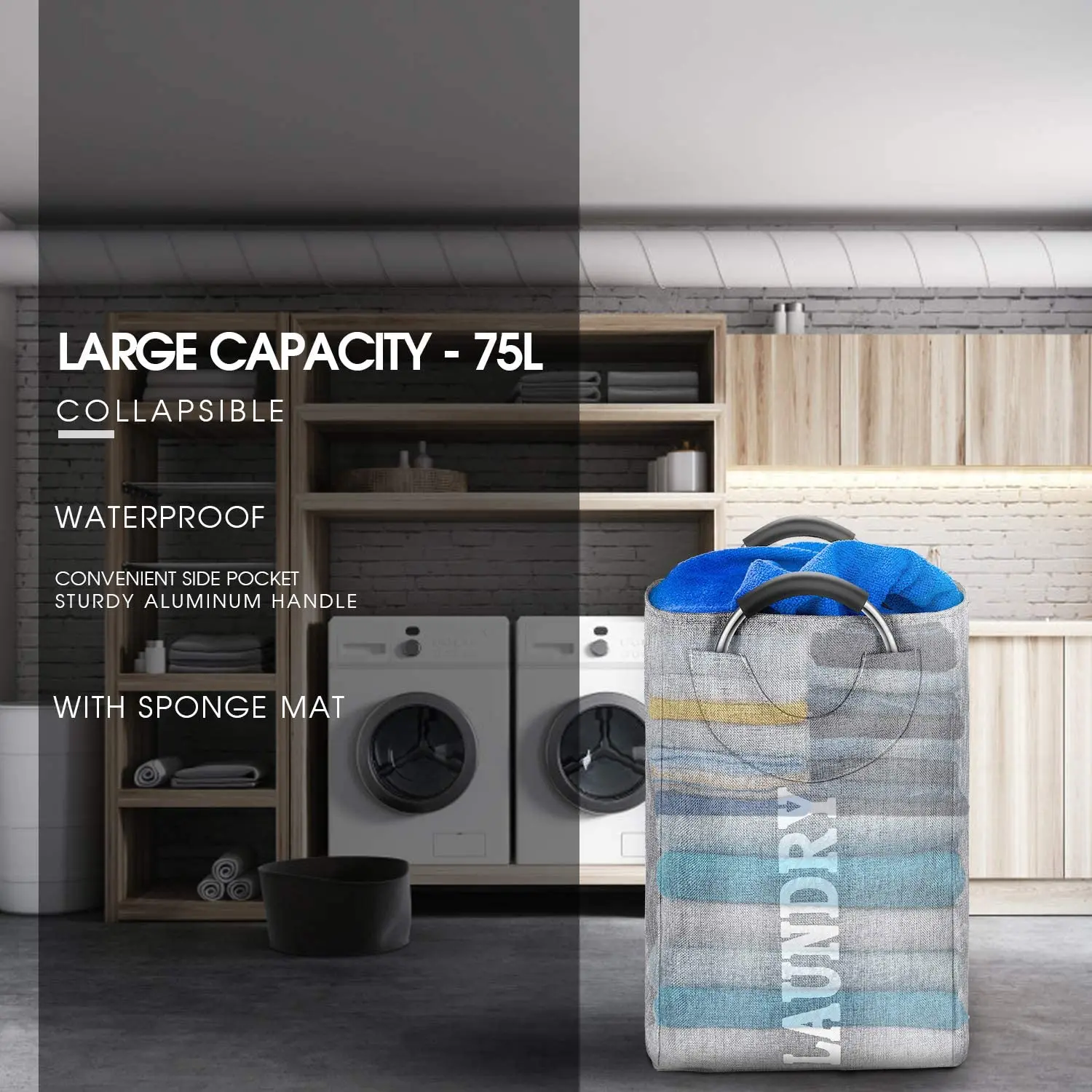 Waterproof Storage Bag Household Dirty Laundry Basket Folding Clothing Storage Bucket Clothes Toys Organizer with Handles