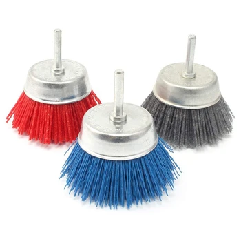 

3Pcs 3-Inch(75mm) Assortednylon Cup Brushes Set Nylon Cup Set with 1/4 Shank