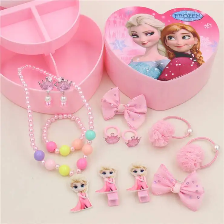 Frozen Set Hello kitty Аксессуары для волос Набор заколки для волос эластичные ленты для волос Детские Девочки ожерелья, браслеты, ювелирные изделия подарки на Рождество и день рождения - Цвет: Frozen Set