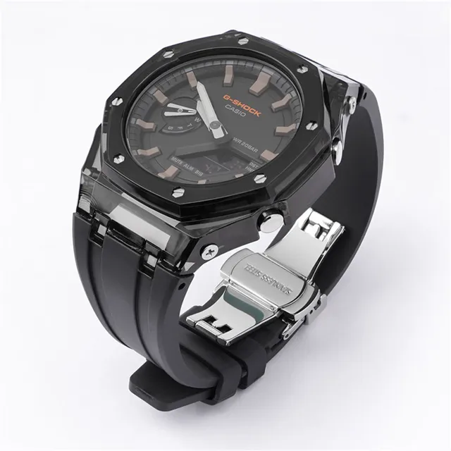 Ga2100 Strap For Casio G-shock Ga-2100 Ga-2110 Replacement Rubber Wrist  Band Protective Case Metal Butterfly Buckle Accessories - Watchbands -  AliExpress