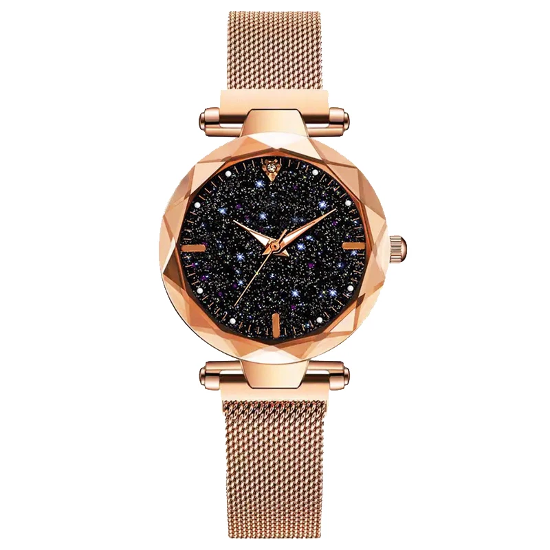 rose gold Роскошные женские часы женские часы Звездное небо магнитные водонепроницаемые женские наручные часы светящиеся relogio feminino reloj mujer - Цвет: rose gold