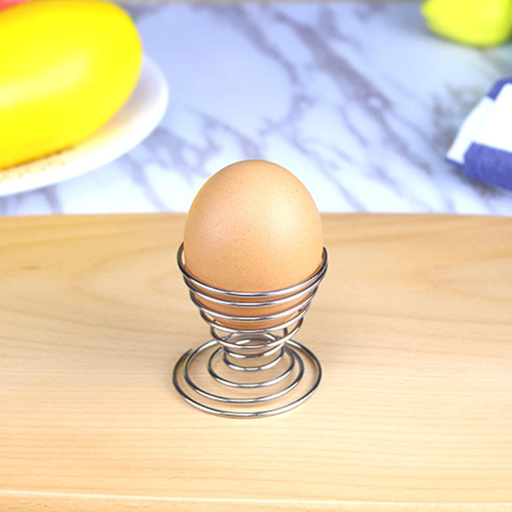 2X Metal Egg Cup Spiral Kitchen Breakfast Hard Boiled Spring Holder Egg Cup 