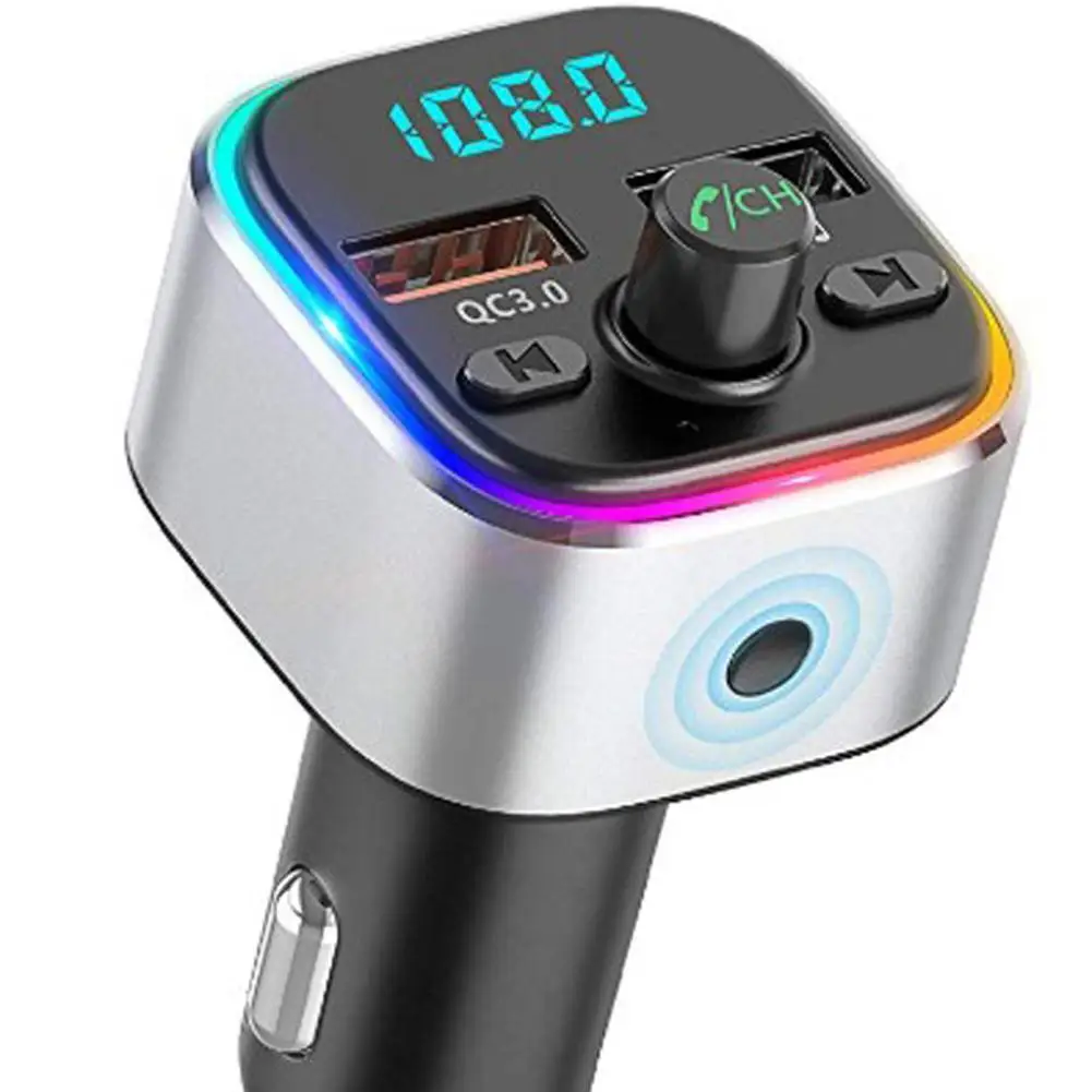 QC3.0 Быстрая зарядка Автомобильный Bluetooth MP3-плеер автомобильный fm-передатчик красочный атмосферный свет дисплей зарядное устройство