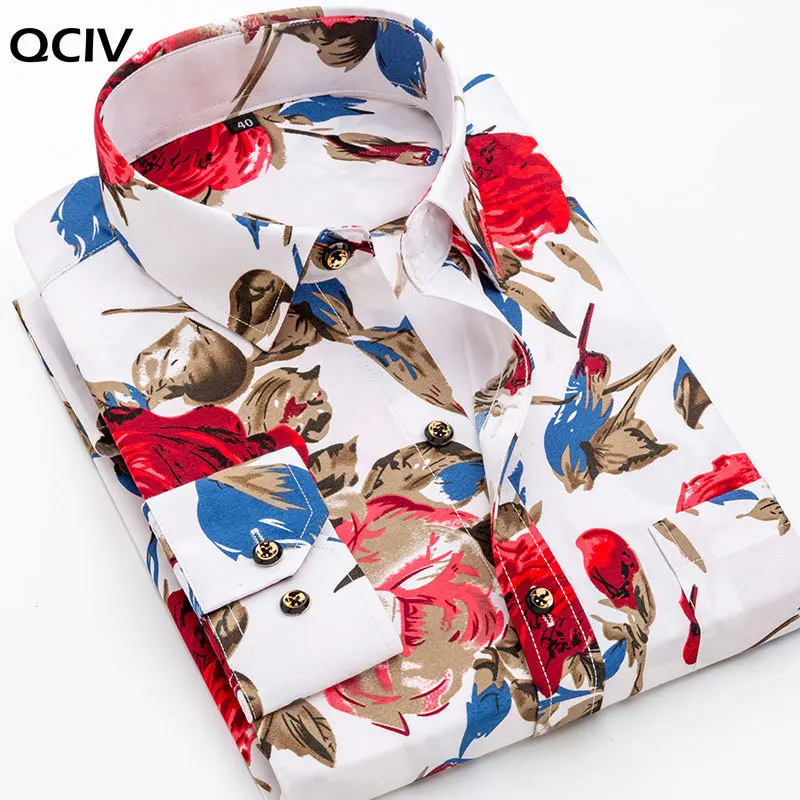 

New Fashion Men's Printed Floral Long Sleeve Shirt Soft Thin Spring Summer Standard Fit Holiday Casual Shirt