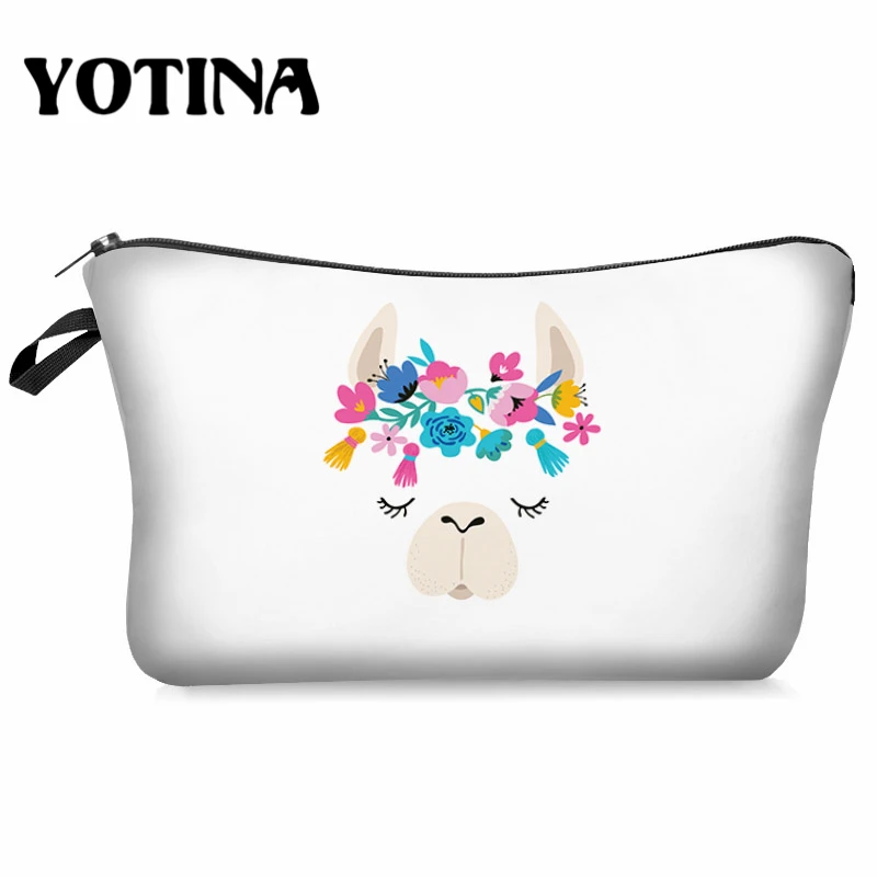 bpd54184 Yotina женская косметичка llama 3D печать с разноцветным рисунком Макияж сумка на молнии путешествий Органайзер для макияжа - Цвет: bpd54184