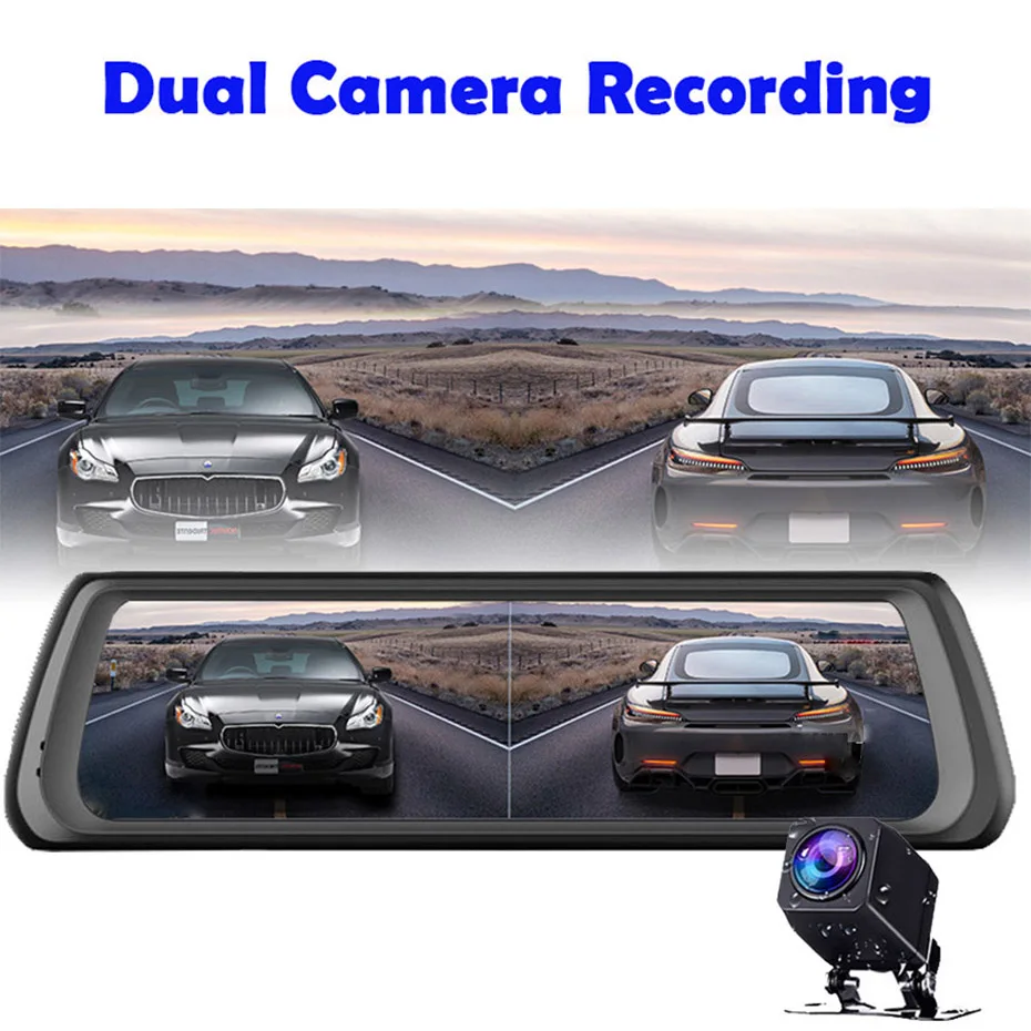 WHEXUNE 4G Автомобильный видеорегистратор Android Touch ADAS Dash Cam Автомобильное зеркало заднего вида 10 дюймов видеорегистратор двойной объектив gps навигатор рекордер WiFi