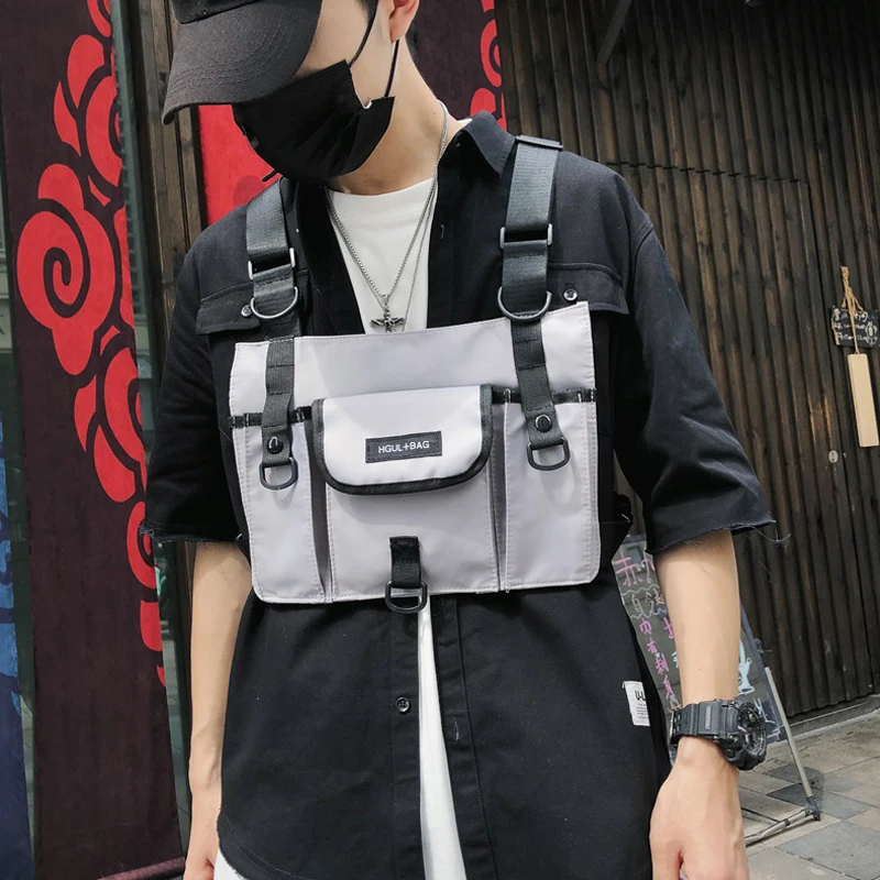 Male Fashion Chest Rig Waist Bag Hip Hop Streetwear Functional Tactical Chest Bag Cross Shoulder Bags Men Kanye Waistcoat
