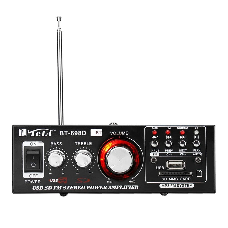 Usb Sd Hi Fi автомобильный Bluetooth цифровой усилитель аудио мощность Стерео усилители домашние Fm радио сабвуферное оборудование с пультом