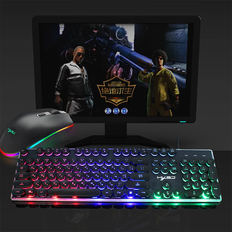 Игровая клавиатура и мышь комбо V300 клавиатура с подсветкой RGB светящаяся мышь костюм для игры домашний офис ноутбук Настольный русский костюм