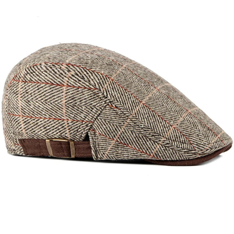 HT2742 берет винтажная клетчатая Женская Мужская шерстяная шапка ретро регулировка плоский Плющ кепка газетчика художника шапка, сезон осень-зима береты