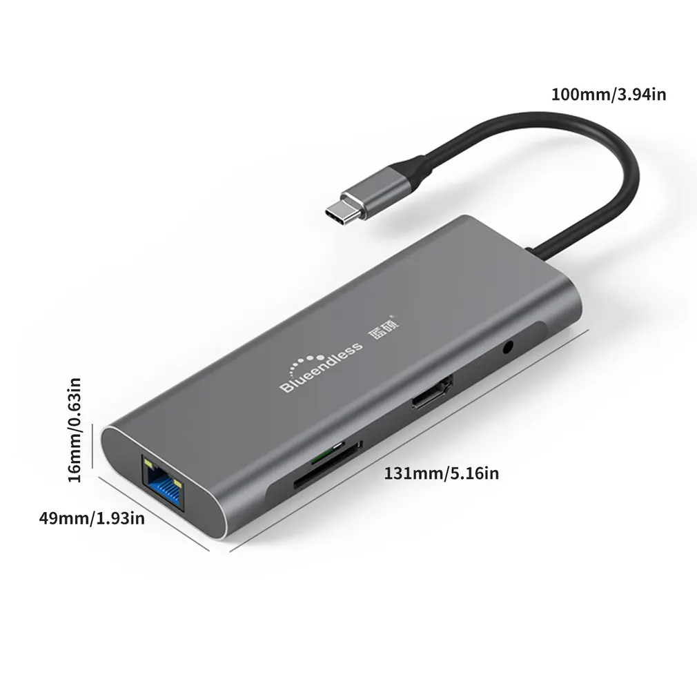 Док-станция тип-c девять в одном Hdmi гигабитный Ethernet порт Pd зарядка 3,5 мм аудио док-станция концентратор