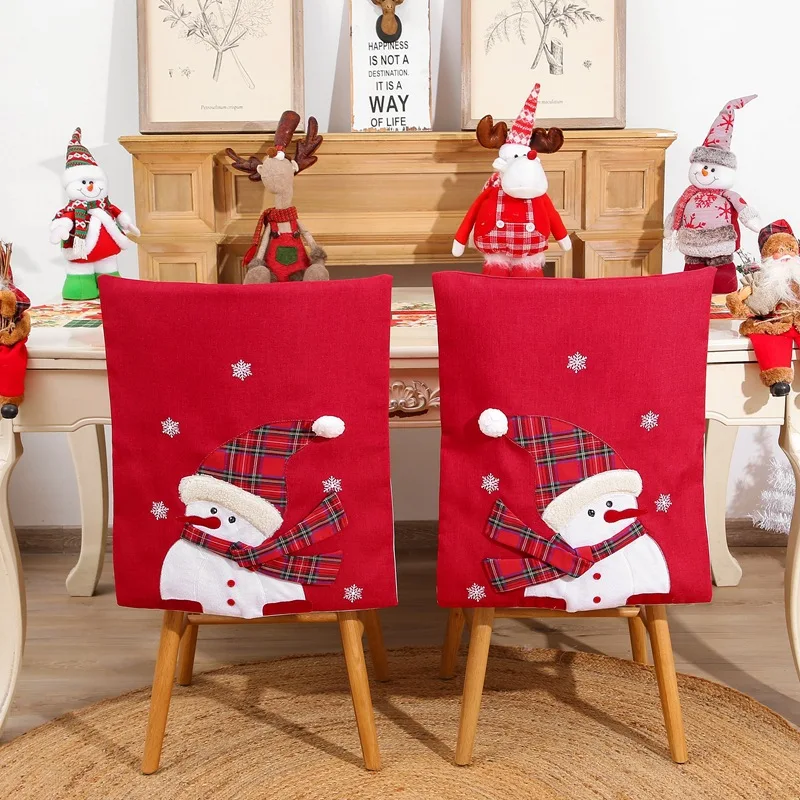 Brand New 50*60cm Christmas Chair Covers Back Cover Santa Claus Snowman Stocking Caps Slipcovers for Party Décor | Дом и сад