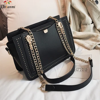 

DORANMI Rivet Handbag Women's Bags 2019 Large Capacity Big Shoulder Bag Female Chain Strap Handbags Leather Messenger Bolso G203