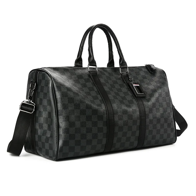 

Hot Man Travelling Luggage Traveling PU leather Duffel Bag Super Capacity Business Men Travel Bags Tourism Black Lattice Handbag