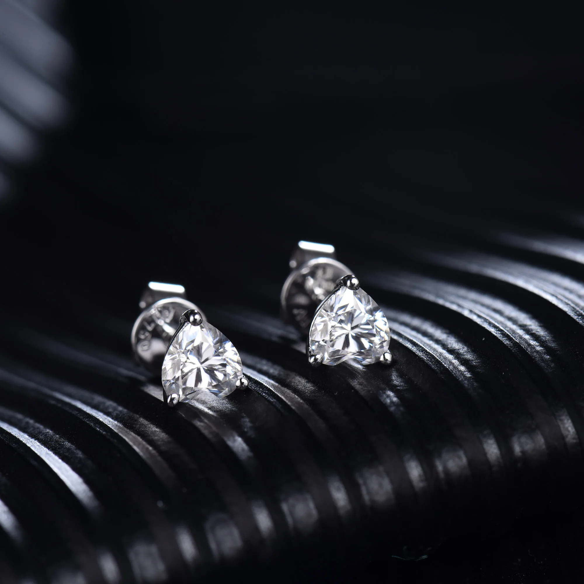 Женские классические серьги-гвоздики, 14 к, белое золото, 1ct, 2ct, блестящее сердце, Муассанит для помолвки, OL стиль, модные ювелирные изделия