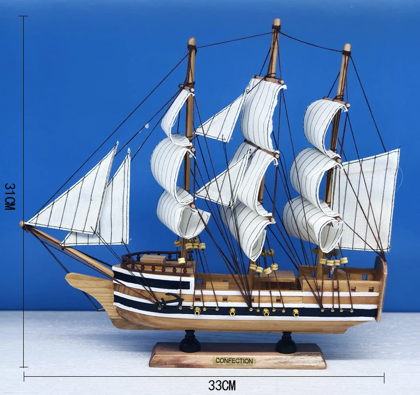 LUCKK 33 см морской корабль миниатюрная Статуэтка классический орнамент деревянная модель парусника ретро деревянные ремесла настольный декор мебель