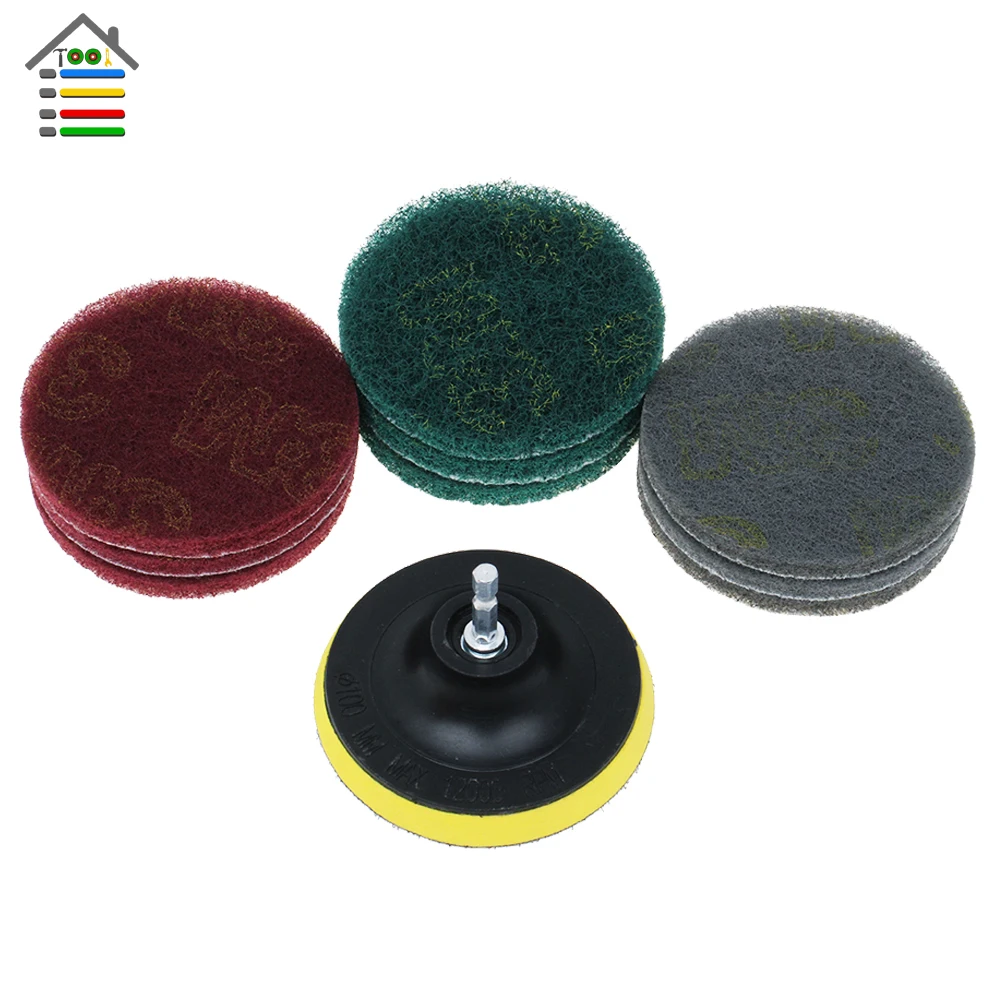 

10PACK 4 Inch Scrubber Brush Scouring Pads Power Drill Brush Disc Tile Bathroom Kitchen Cleaning Kit 3 Different Stiffness