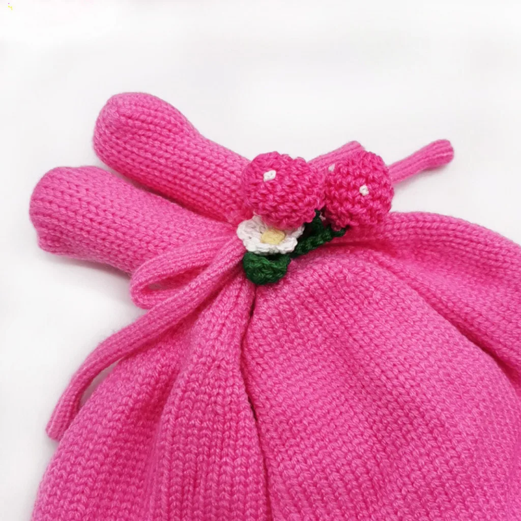 Зимняя теплая шапка бини новорожденная девочка мальчик ребёнок Младенец Зима Теплый сплошной ушанка вязанная крючком шапочка Детские аксессуары для новорожденных