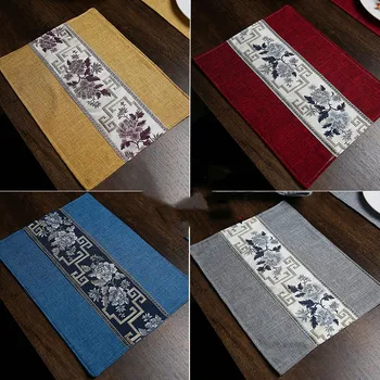 

Patchwork Lace Dining Table Pads Christmas Placemat Chinese Cotton Linen Rectangle Bowl Plate Dish Pallet Mats