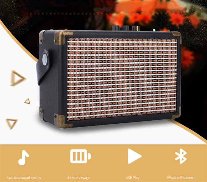 Bluetooth-динамик-винтажный Ретро-гитарный усилитель в стиле 80-х.-высококачественный дизайн из дерева и искусственной кожи