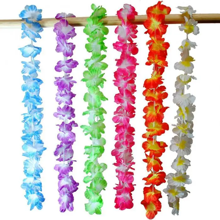 36 Pcs/Set Tropical Hawaiian Flower Garland Party Necklace Garlands Leis Supplies Decoration JS22