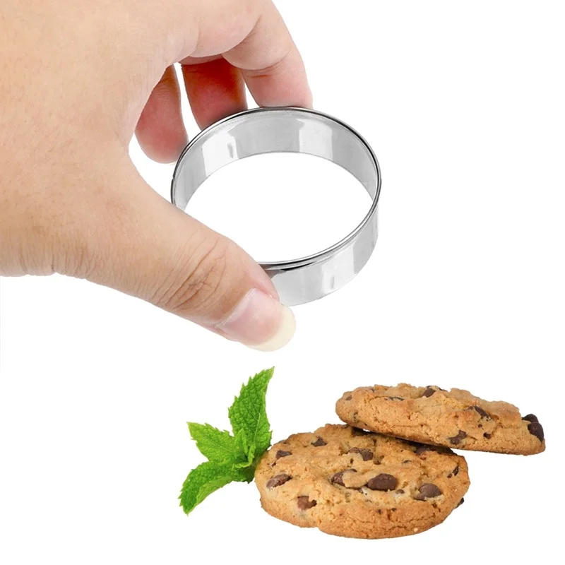 5pcs/set Stainless Steel Round Circle Shaped Cookie Cutter Biscuit Molds Silver Cake Pastry Mold Home Kitchen Dough Cutting Tool cookie cutter,baking mold,cookie mould,pastry cutter