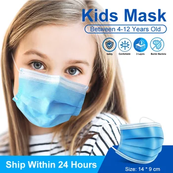 

50/100pcs Children Masks Disposable Dust Face Masks 3 Layers Anti-Flu Kids Masks Breathable Safety Anti Pollution Mouth Mask