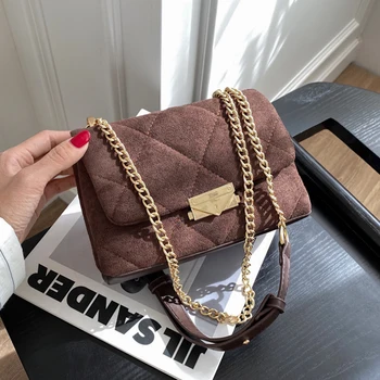 

HOT Niche Design Texture Handbags 2020 New Autumn/winter Fashion Shoulder Messenger Bag Rhombus Frosted Square Bag Width 19.5cm