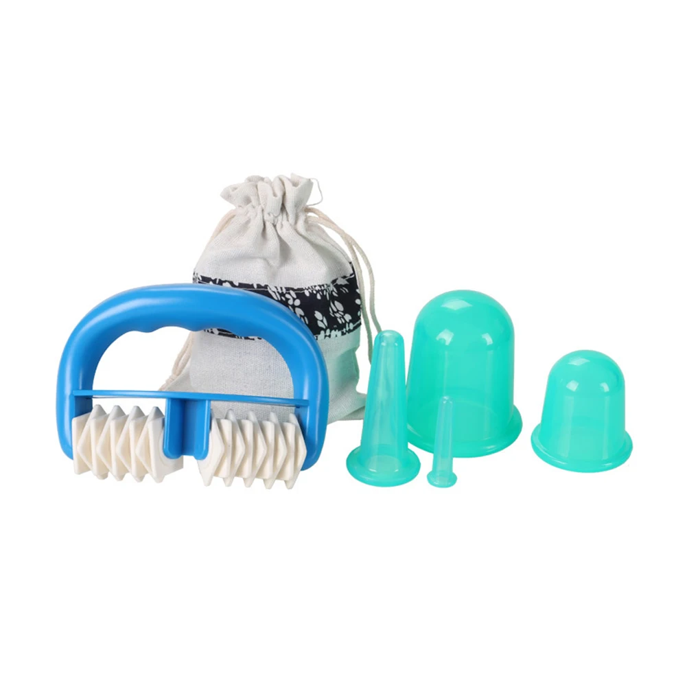 Copos da Massagem do Vácuo Manual de Rolo de Alívio da Dor Silicone Anti Celulite Copo Ventosas Cupping Terapia Kit Corporal 6 Pçs - Set 4 Copos Da Massagem do Vácuo Ventosas Cupping