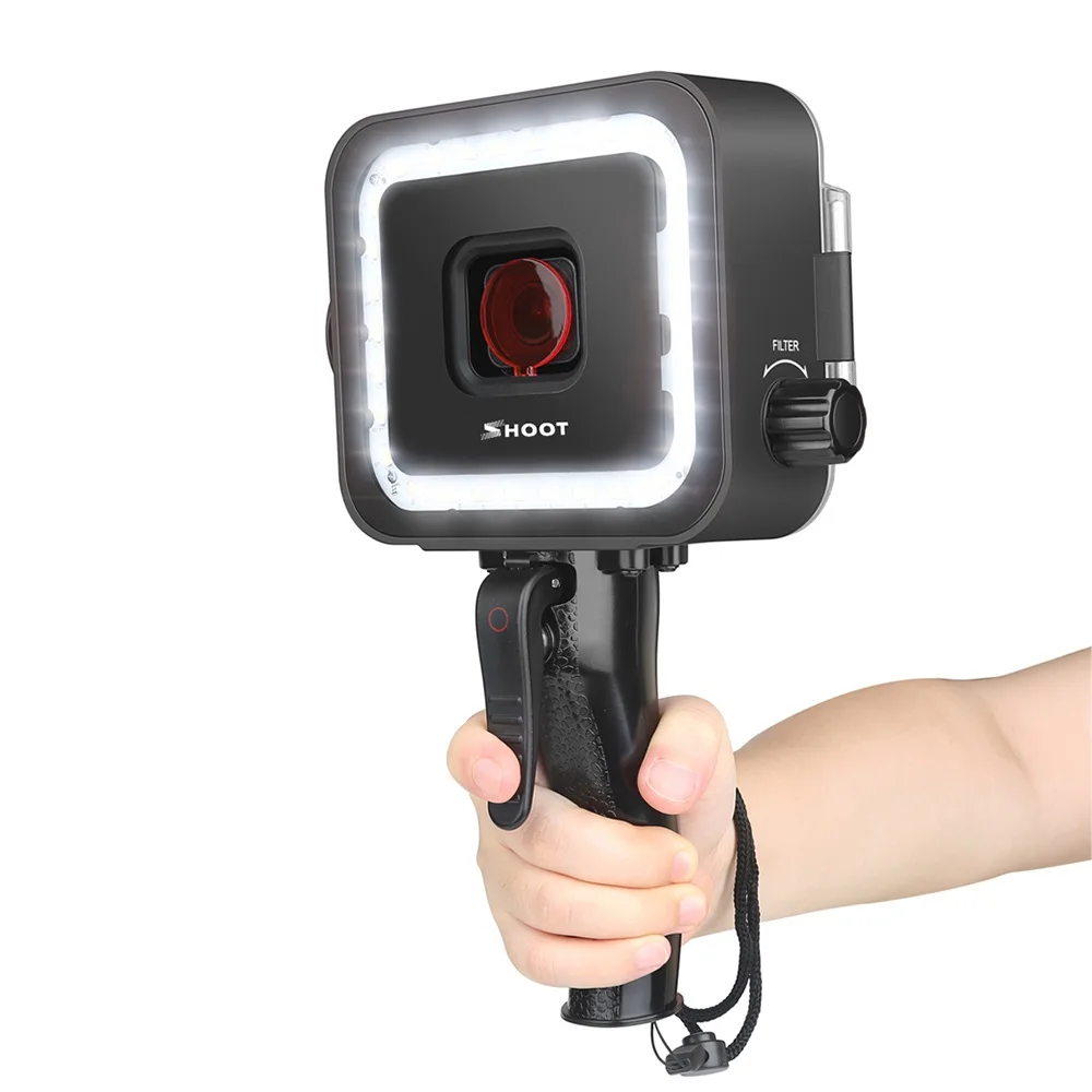 

40M 900LM Underwater LED Video Light for GoPro Hero 7 6 5 Black Waterproof Diving Flash Lighting Fill in Lamp + Red Filter