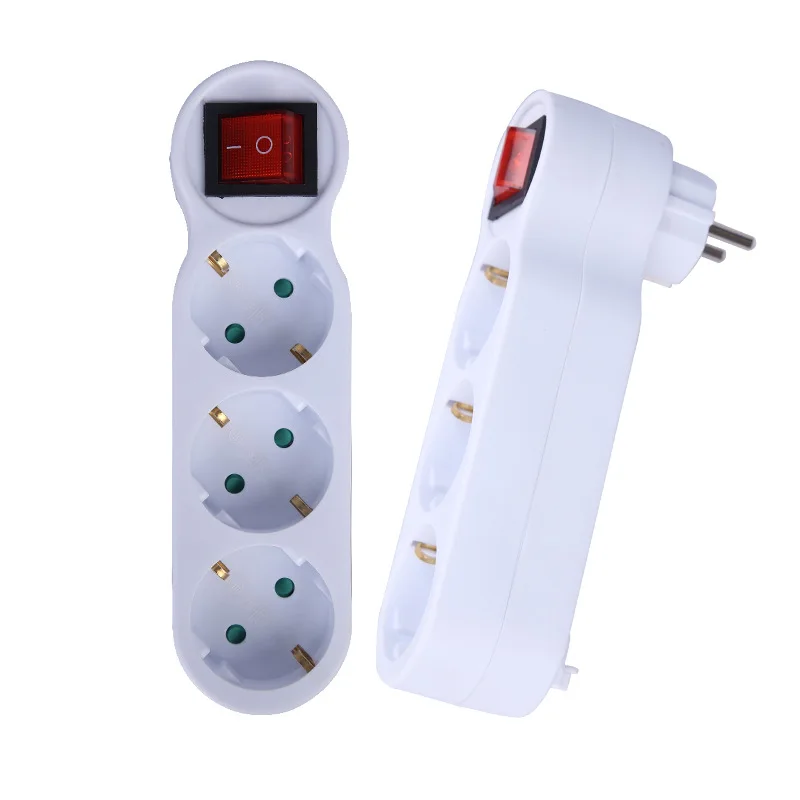 

EU Standard Conversion Switched Plug 1 to 3 Way 16A 110V~250V European Type Power Adapter Converter Extended Wireless Socket
