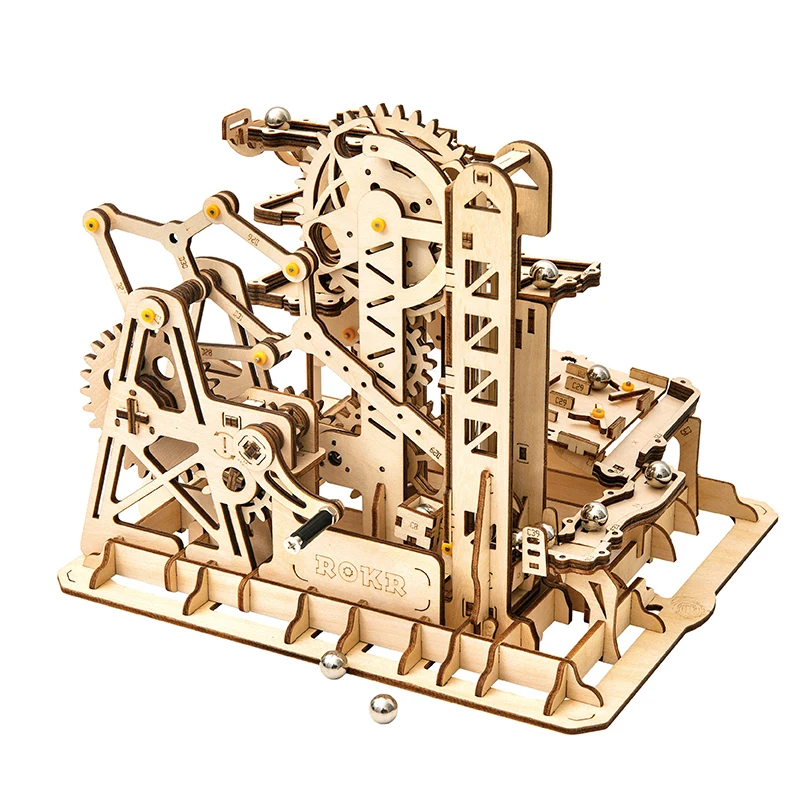 

DIY Marble Run Game 3D Wooden Puzzle Gear Drive Tower Coaster Model Building Kit Toys for Children Adult LG504