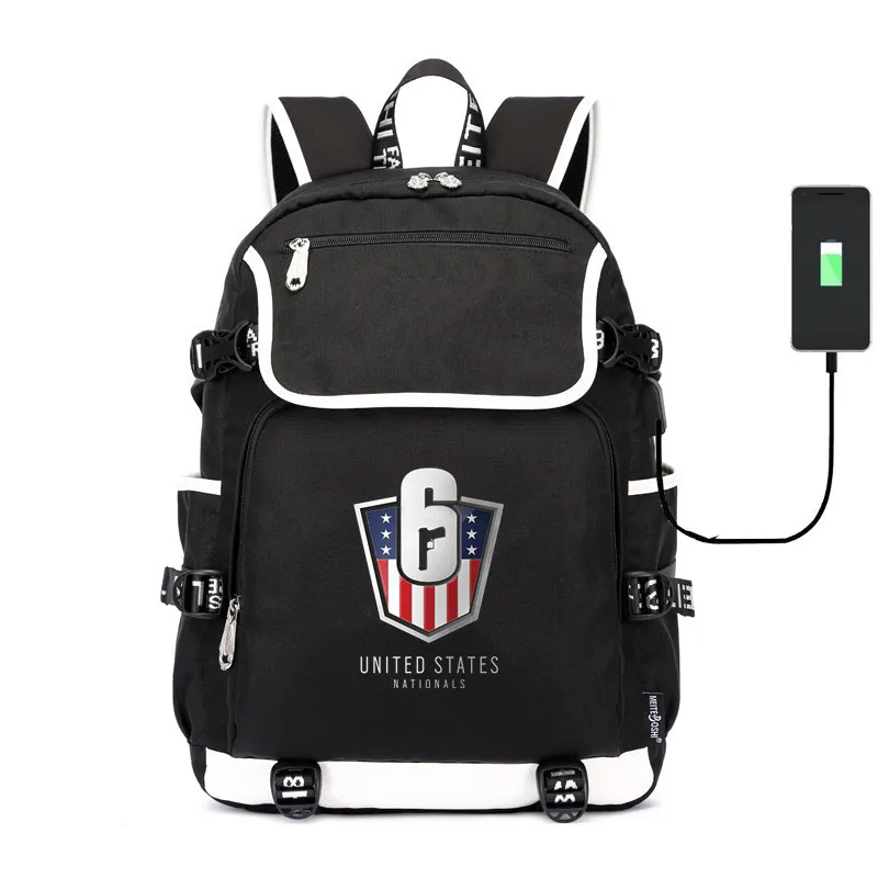 Игра Rainbow Six Siege школьные сумки из холщовой ткани, рюкзаки зарядка через usb сумка для ноутбука дорожная сумка рюкзак для подростков