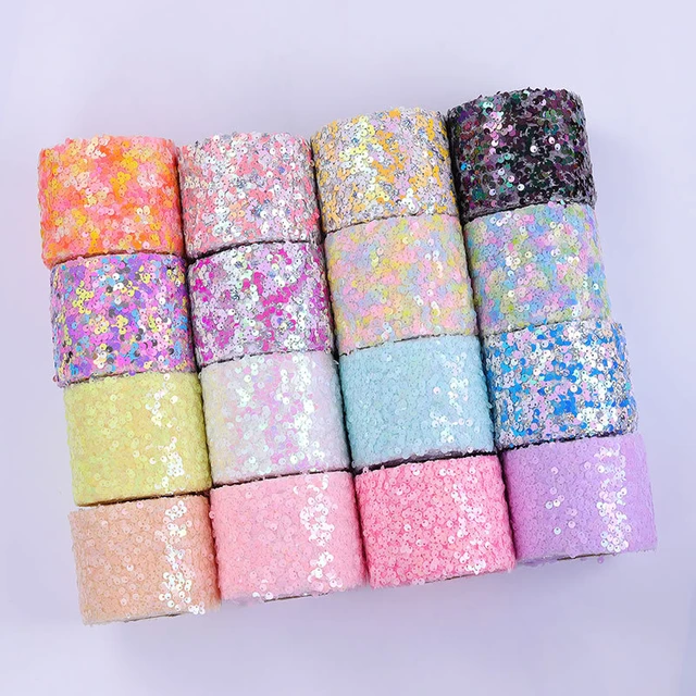 DIY Handmade Materials Sequin Ribbon 5 Yard/roll 3 inch 75MM